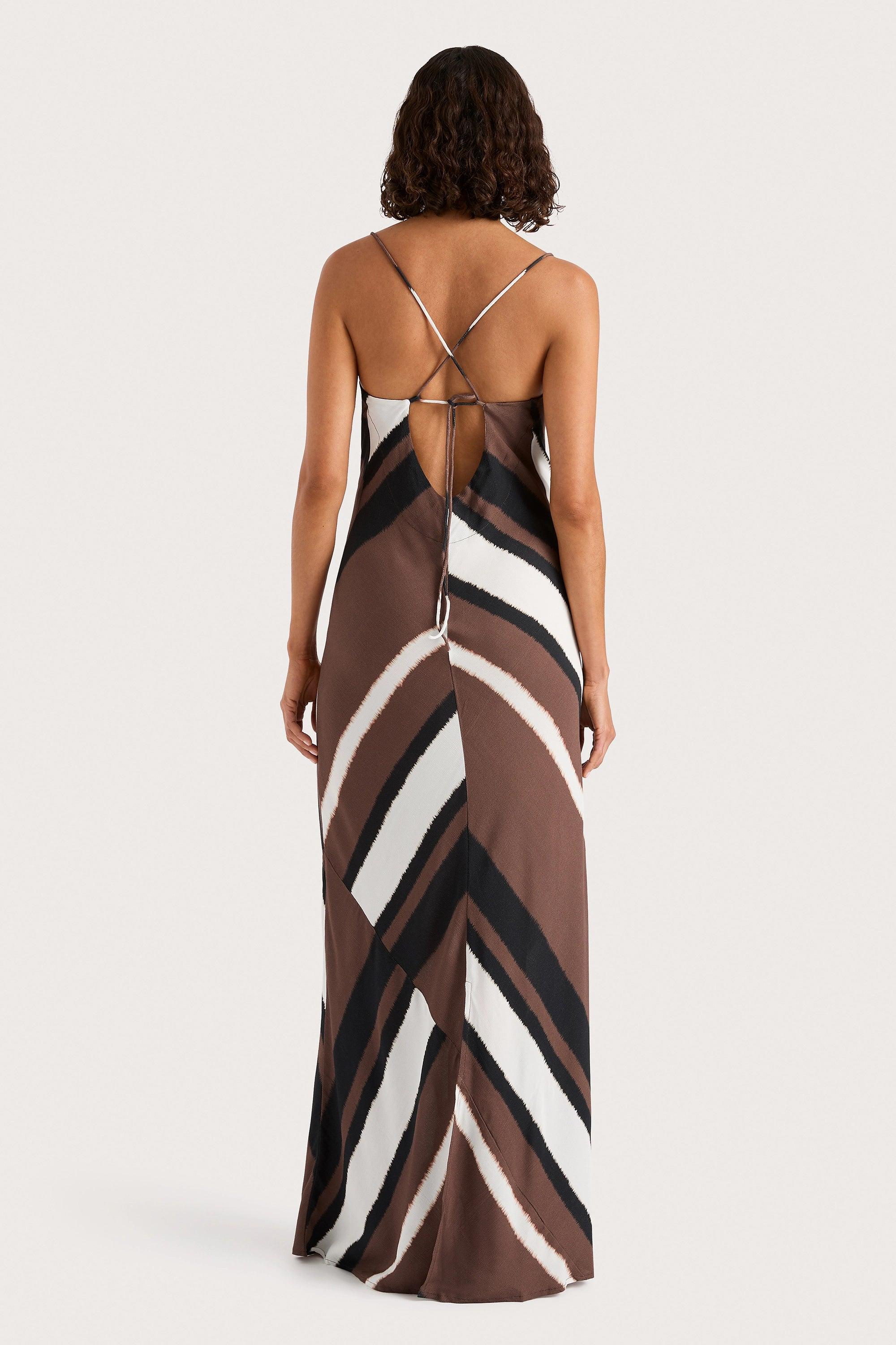 Sisudo Maxi Dress Futura Stripe Chocolate Product Image