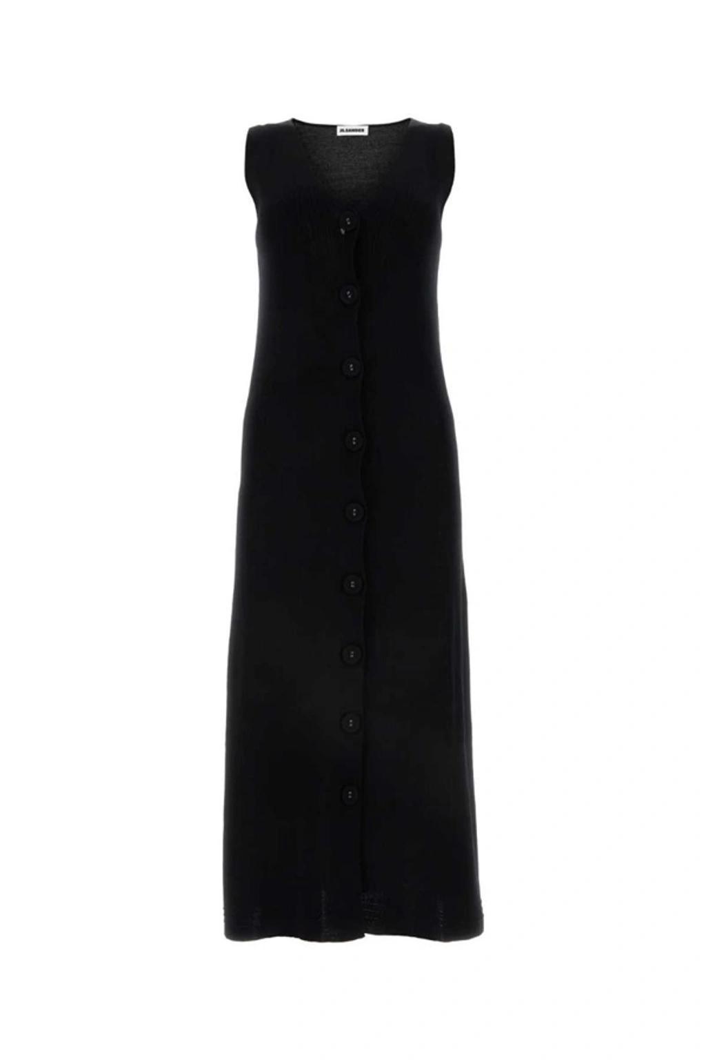 JIL SANDER V-neck Knitted Midi Dress In Multicolor Product Image