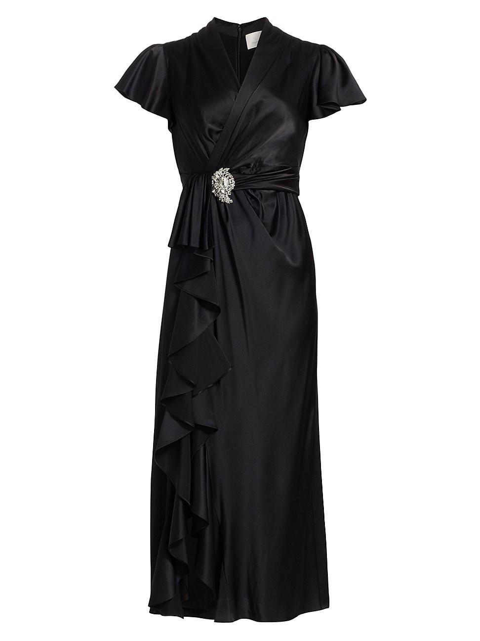 Womens Oscar Silk Wrap-Waist Midi Dress Product Image