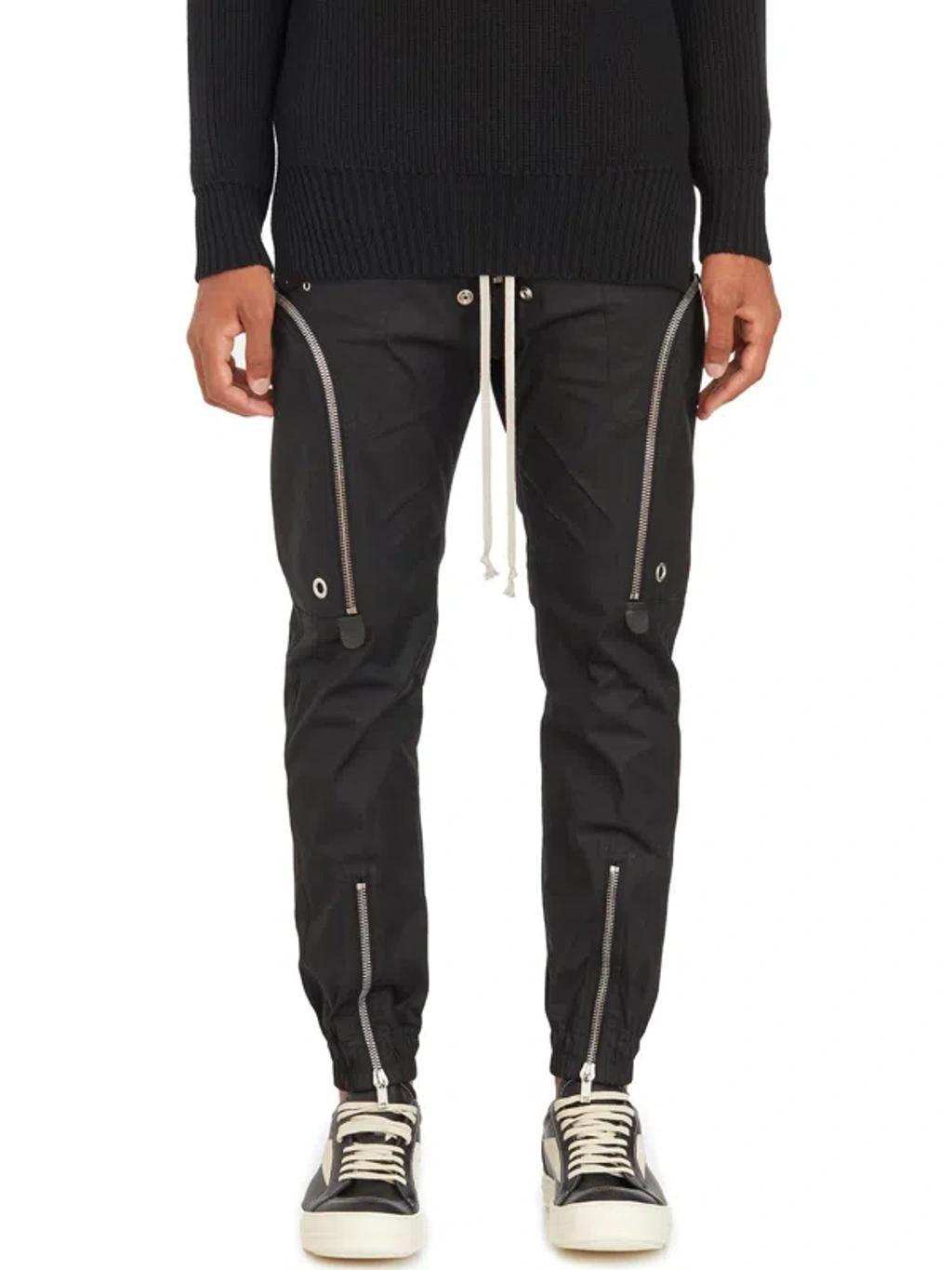 RICK OWENS Bauhaus Leather Cargo Trousers In Black Product Image