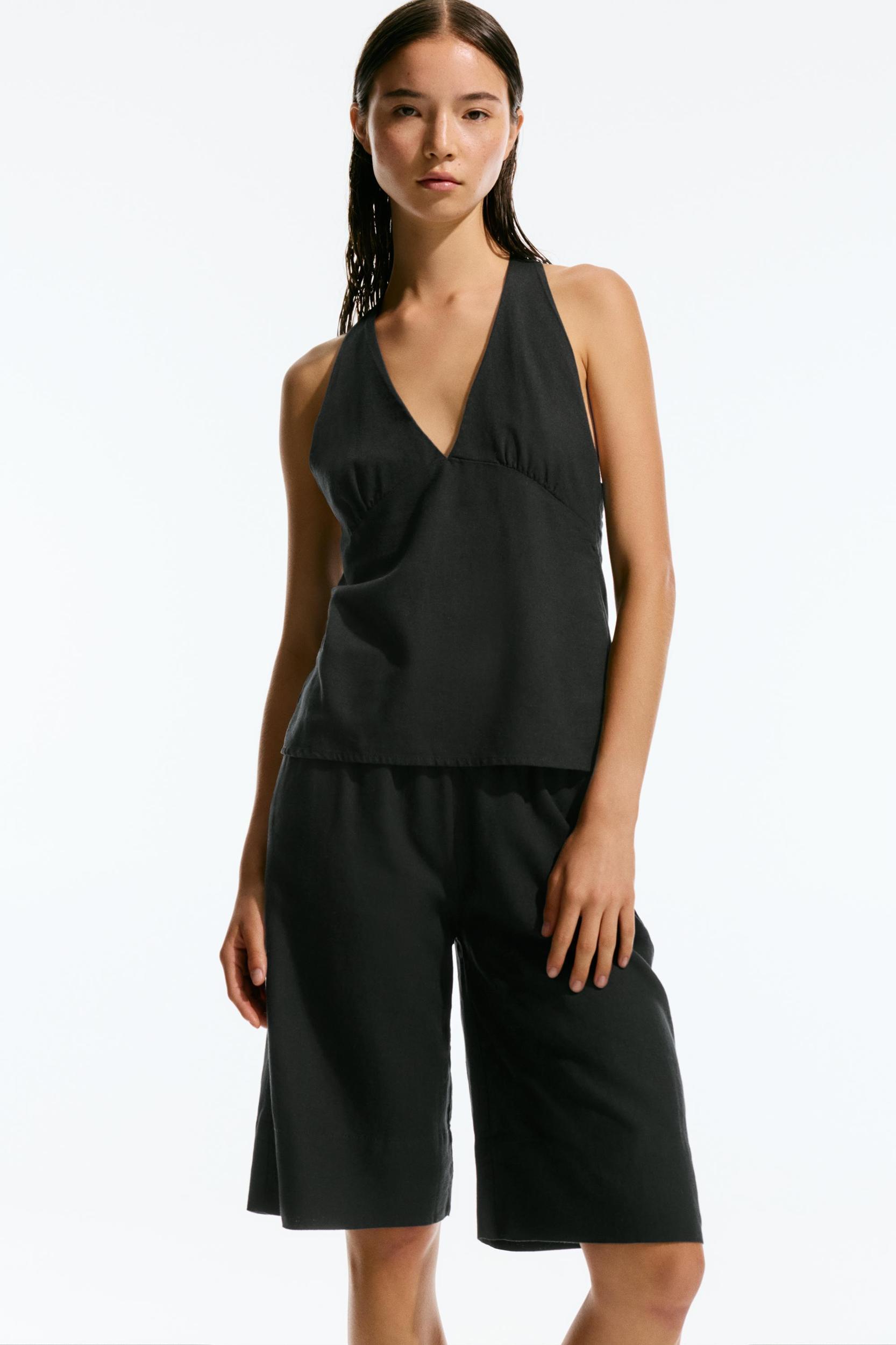 Linen blend halter top Product Image