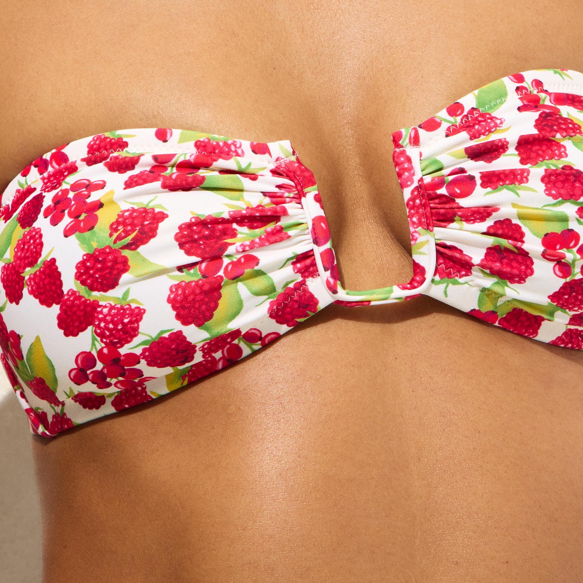 Mira bandeau bikini top in raspberry print Product Image