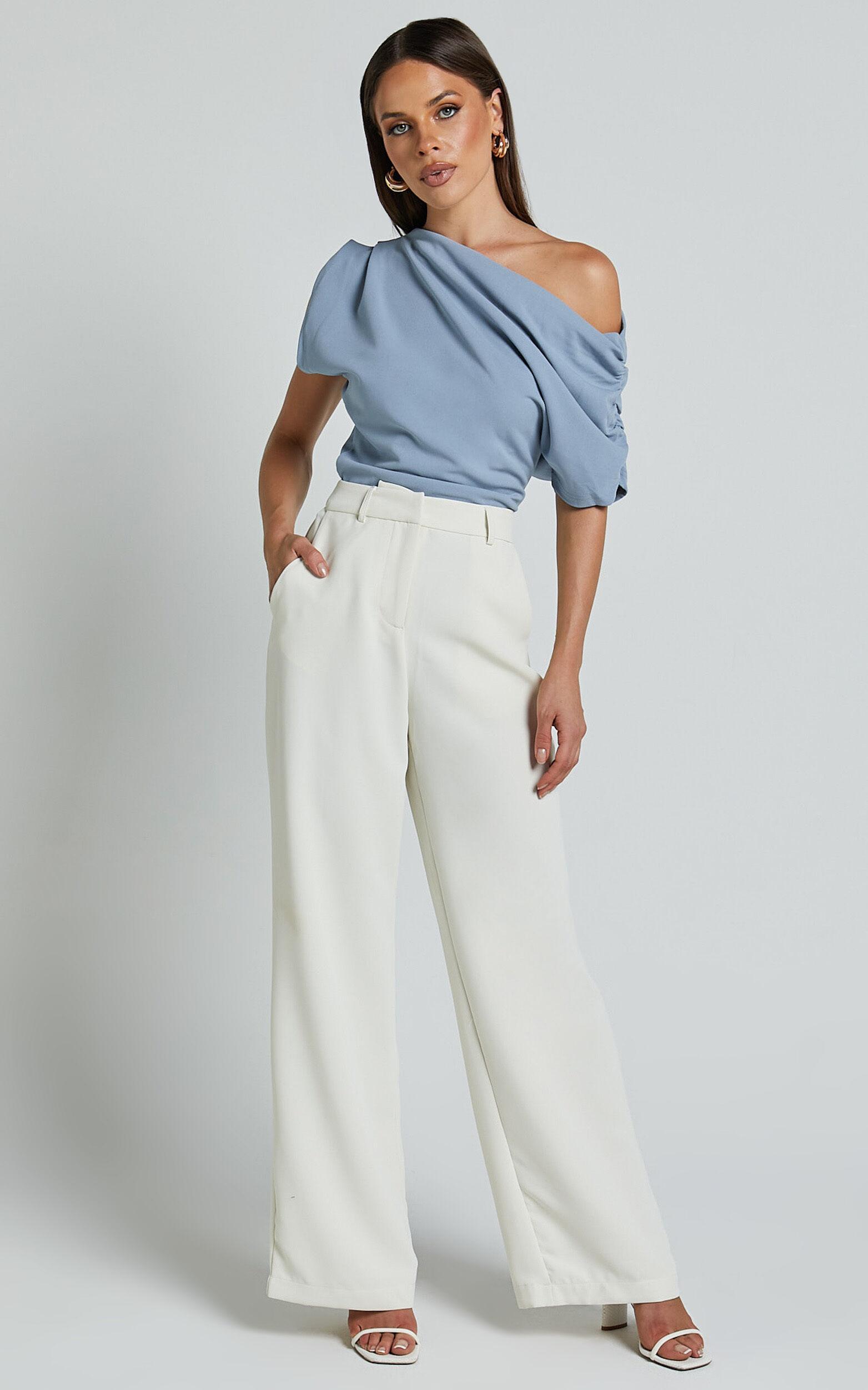 Nalfie Top - Asymmetrical Top in Pastel Blue Product Image