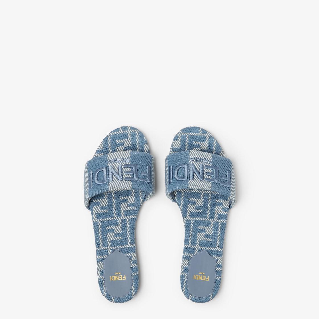Fendi SunshineLight blue denim-effect jacquard slides Product Image