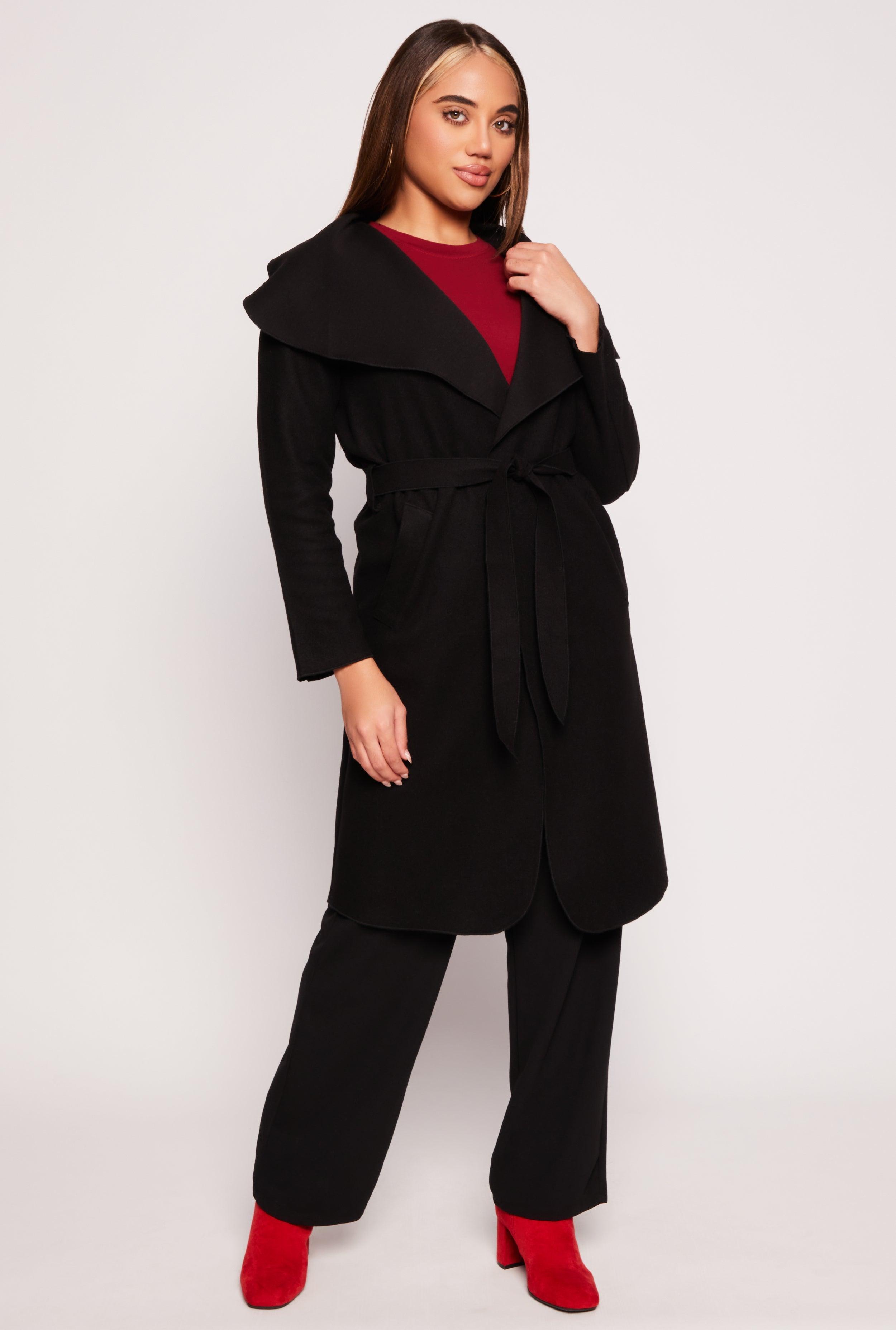 Womens Waterfall Collar Wrap Coat Product Image