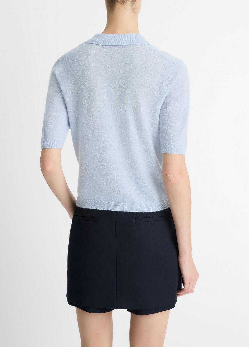 Cashmere-Silk Short-Sleeve Polo Sweater Product Image