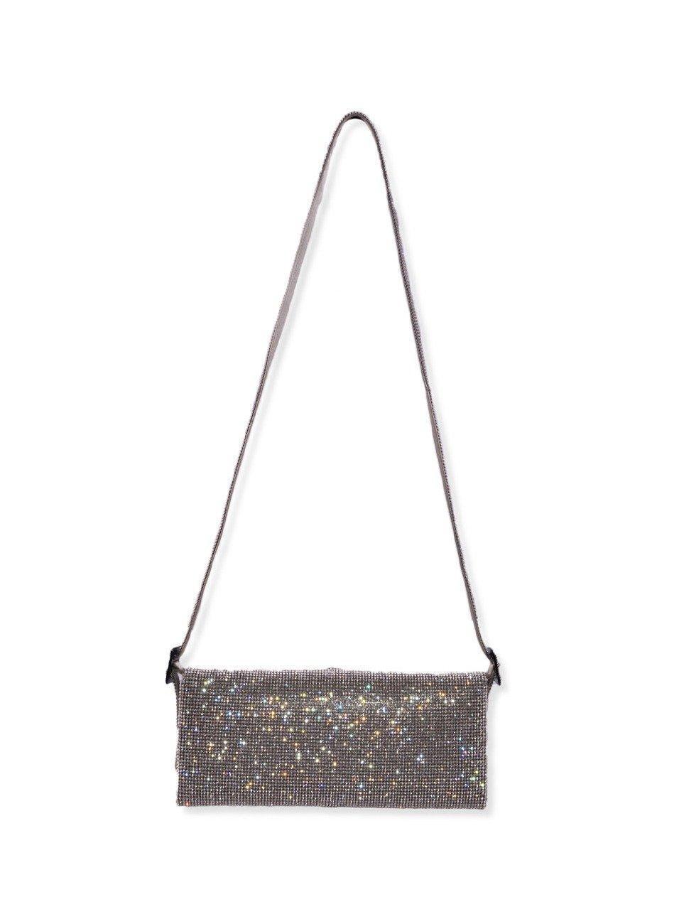 BENEDETTA BRUZZICHES Vittissima La Grande Embellished Shoulder Bag In Crystal On Silver Product Image