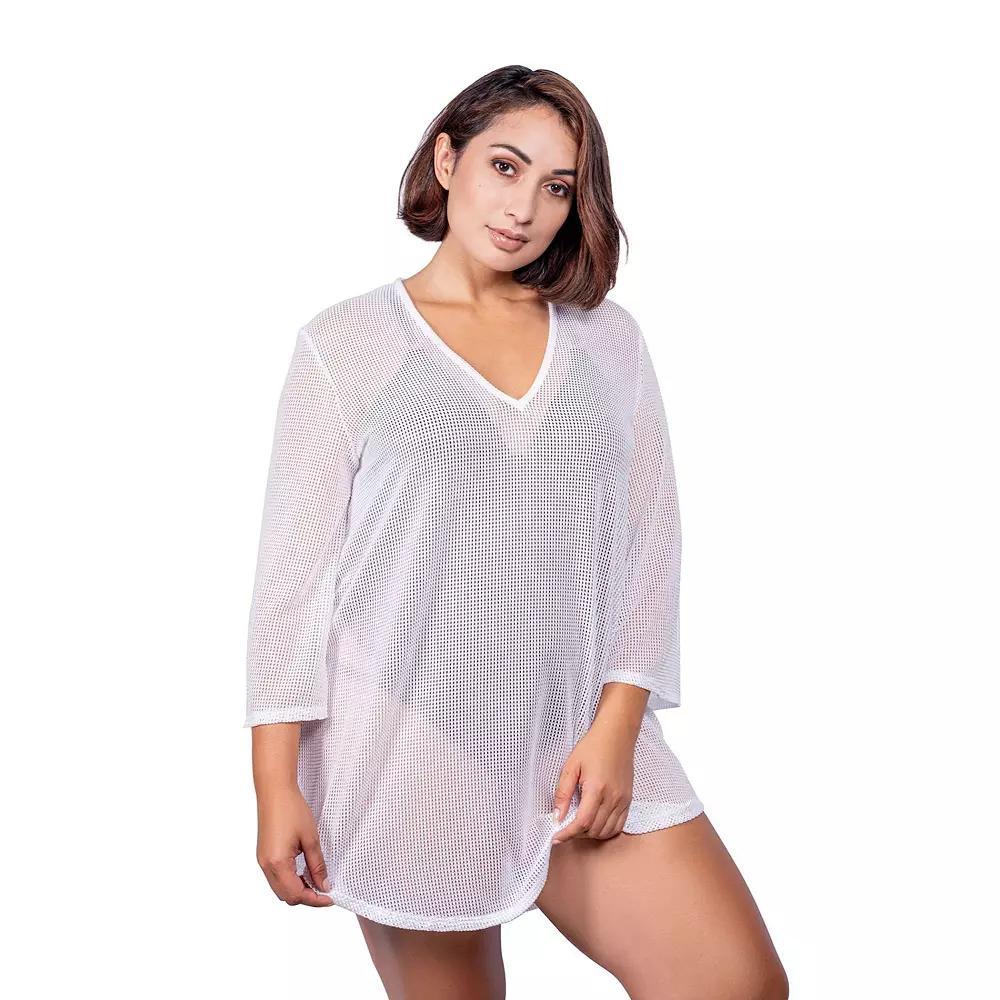 Plus Size Jordan Taylor Sheer Swim Tunic Cover-Up, Women's, Size: 1XL, White Product Image