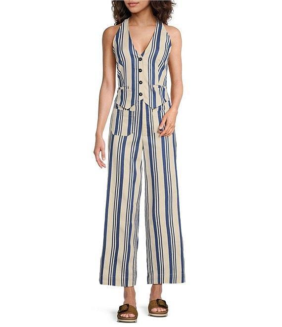 Sugarlips Coordinating Stripe Printed High Rise Wide Leg Pants Product Image