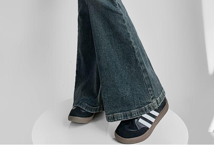 High Rise Washed Flared Jeans Product Image