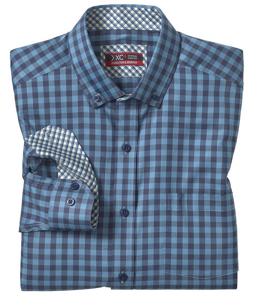 Johnston & Murphy XC4 Performance Stretch Two-Tone Gingham Long Sleeve Woven Shirt Product Image
