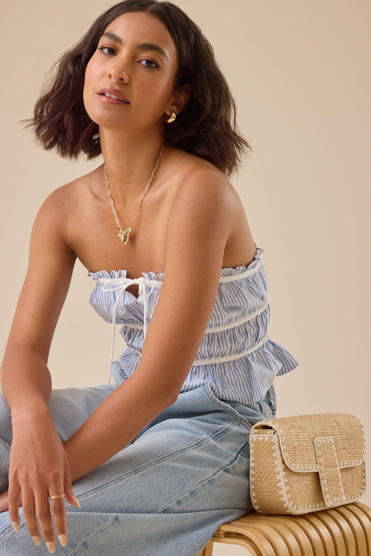 Alice Pinstripe Tube Top Product Image