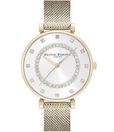 Olivia Burton T-Bar Quartz Analog Nude Dial Gold Stainless Steel Crystal Bracelet Watch Product Image