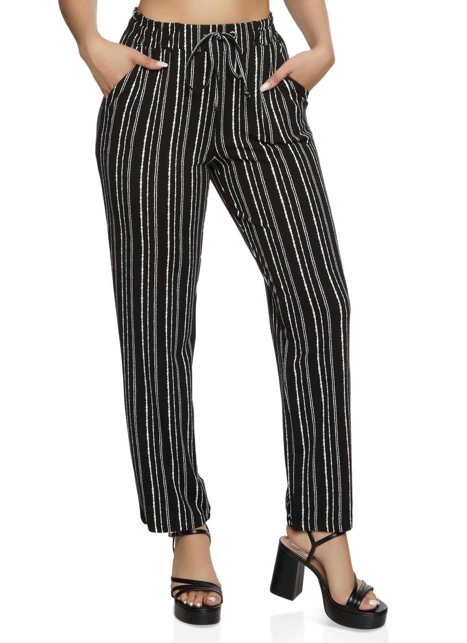 Womens Crepe Knit Stripe Pants Product Image