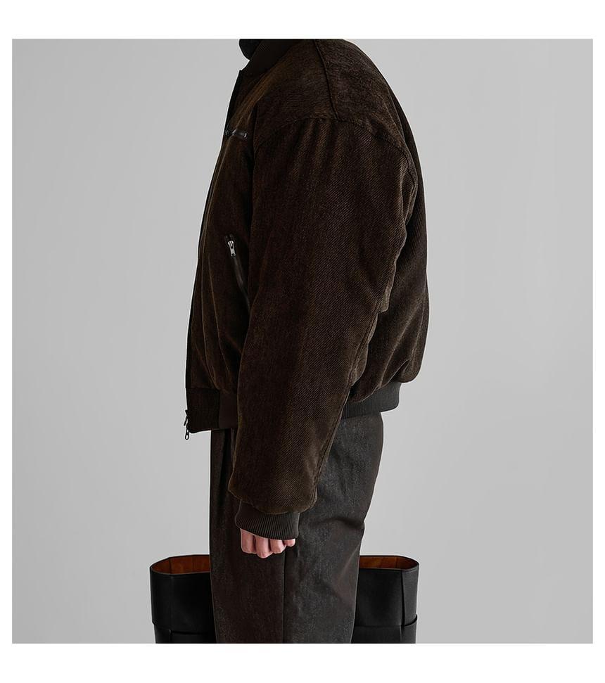 Plain Zip Puffer Baseball Jacket Product Image