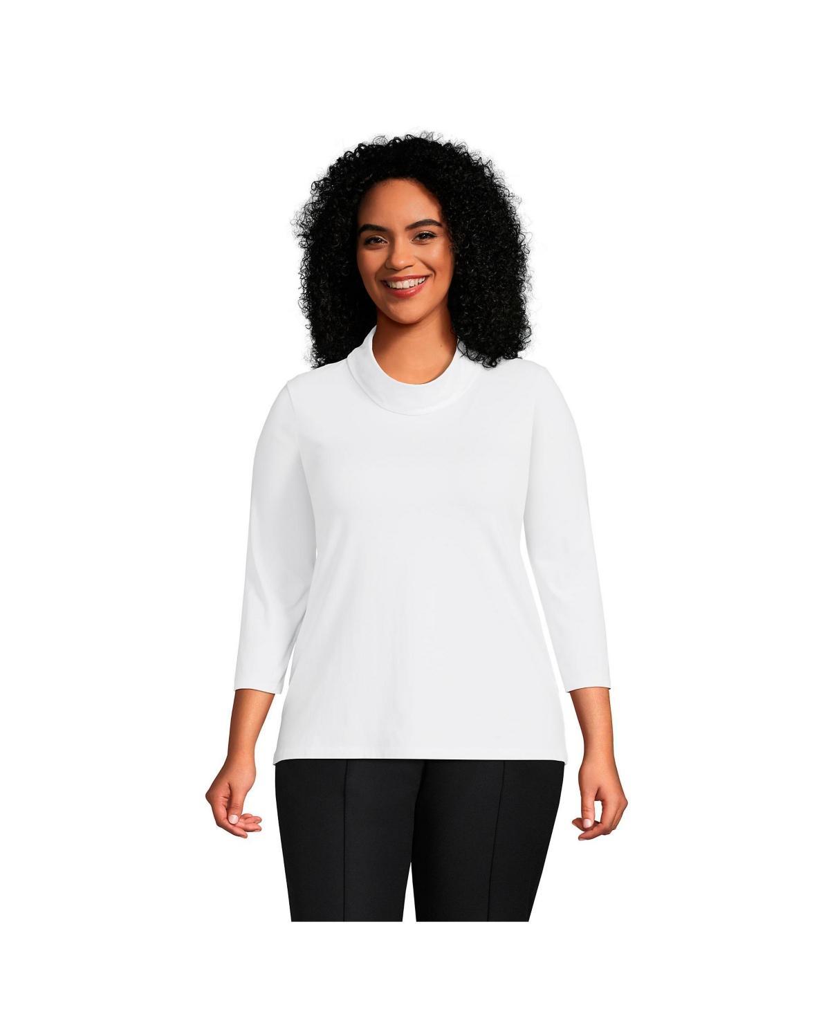 Plus Size Lands' End Lightweight Jersey Cowl Neck Top, Women's, Size: 2XL, White Product Image