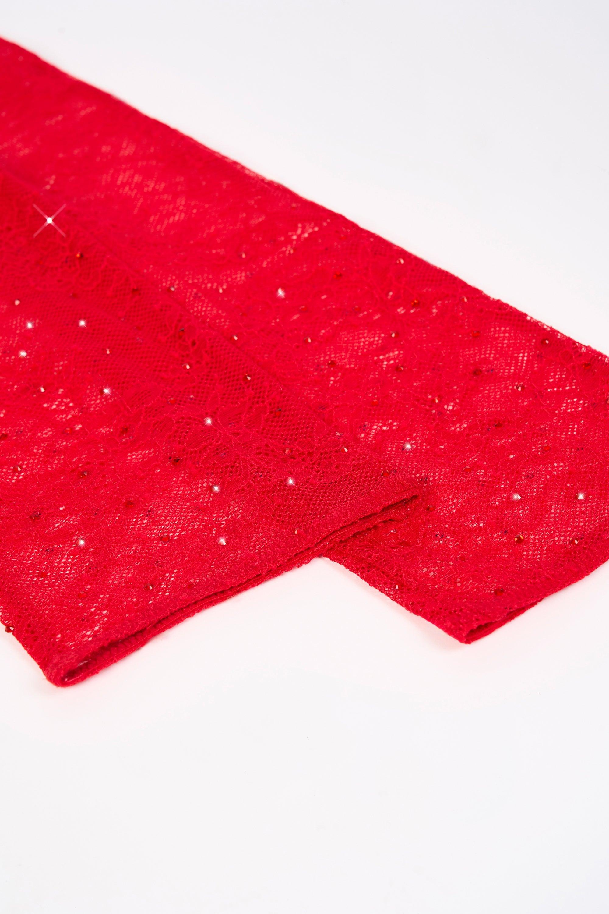 Lace Gloves in Fire Red Product Image