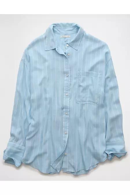 AE Long-Sleeve Tie Back Button-Up Shirt Women's Product Image