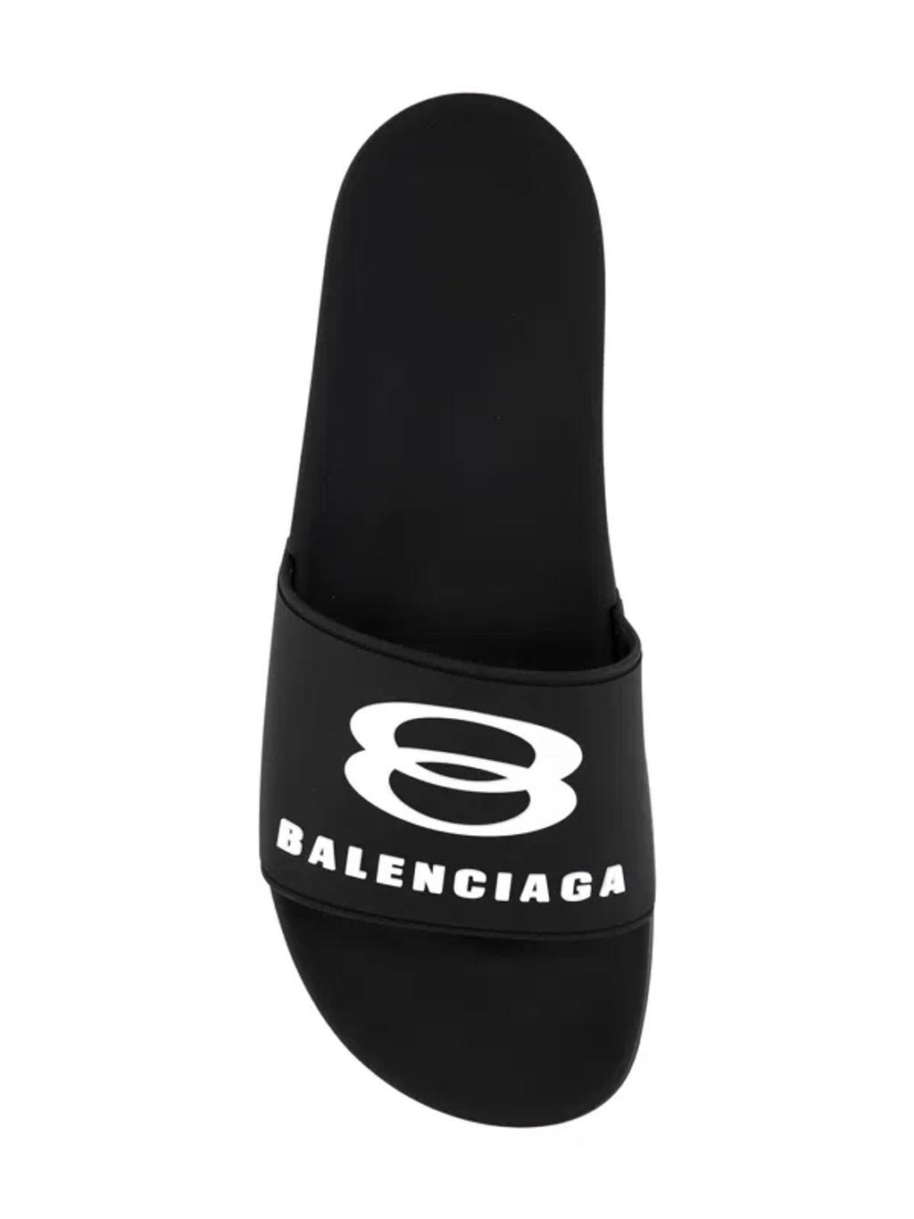 BALENCIAGA Rubber Slide Sandals For The Pool Men In Black White Product Image