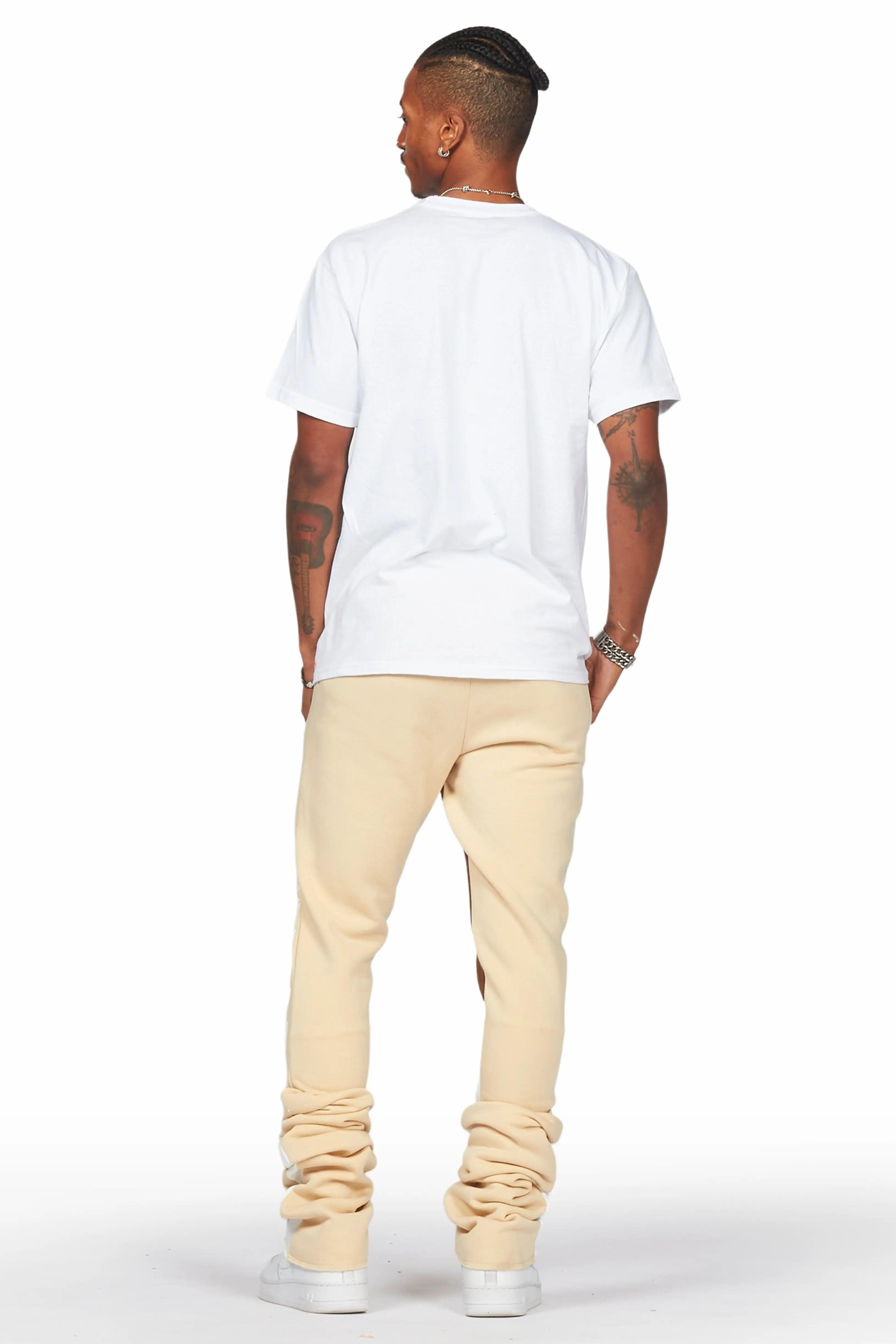 Damone Beige Super Stacked Flare Track Pant Male Product Image