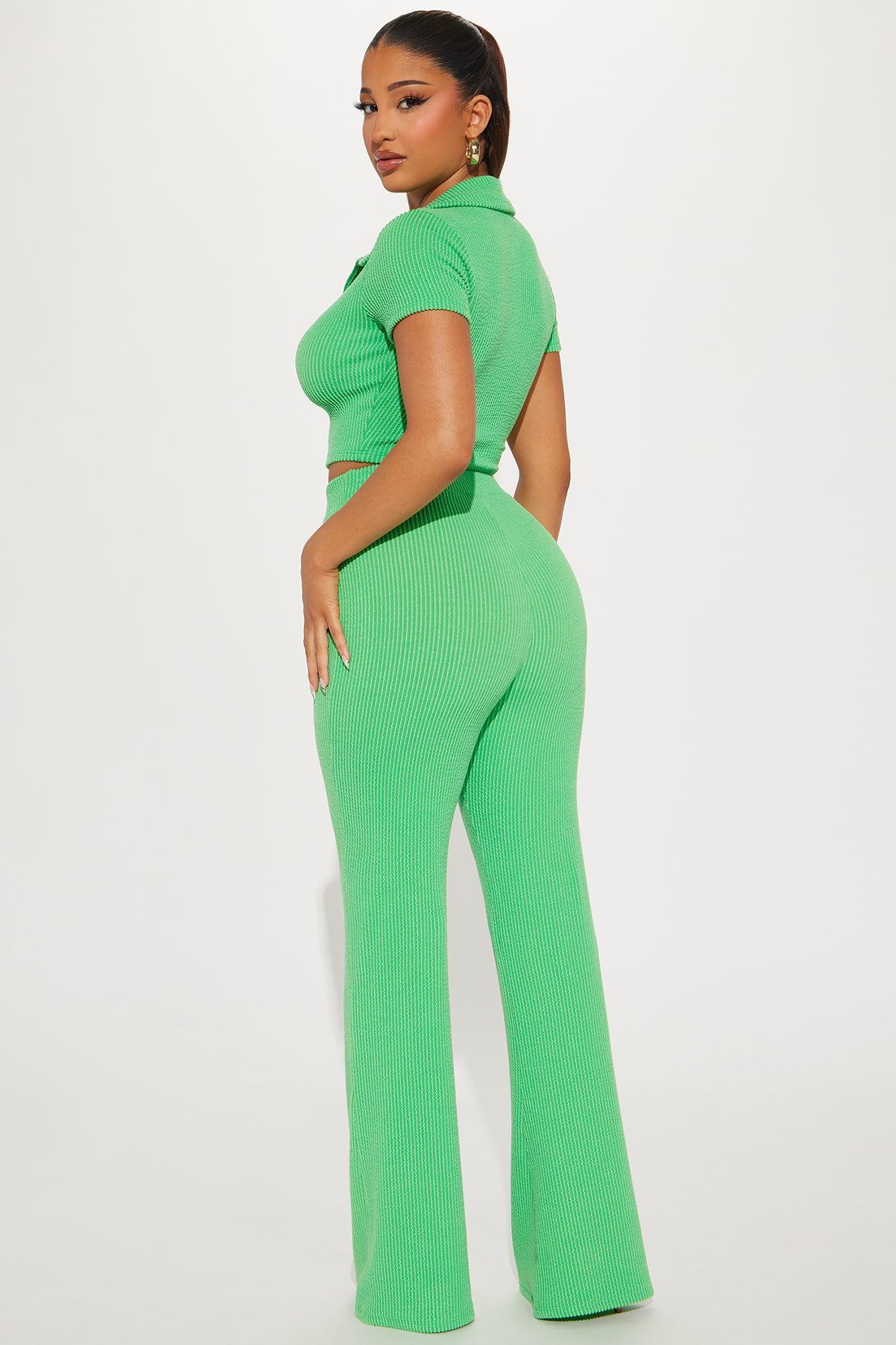 Josie Ribbed Pant Set - Green Product Image