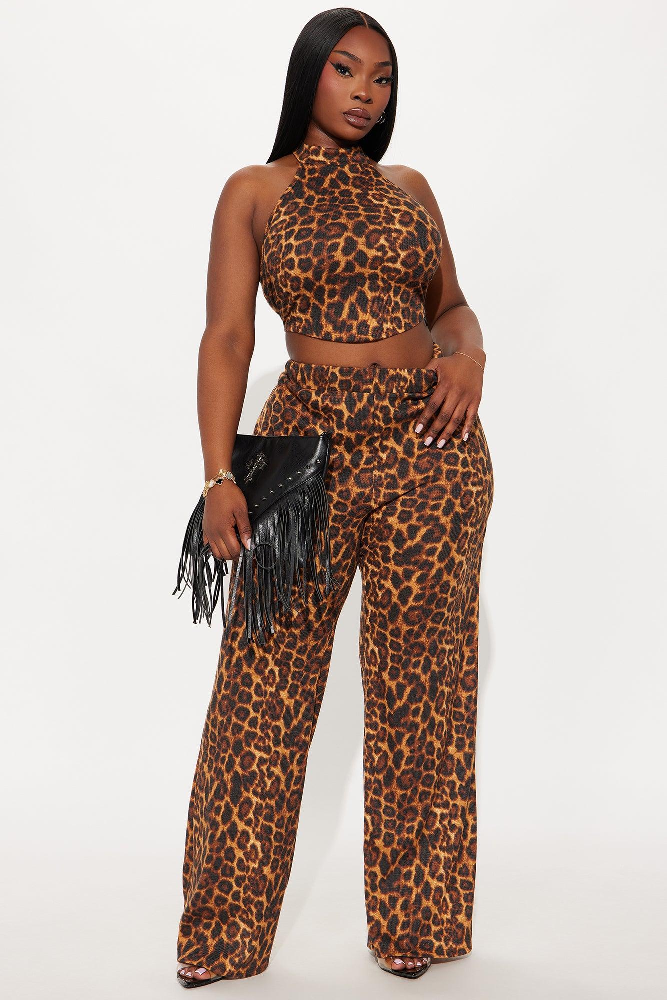 My Wild Side Leopard Pant Set - Brown/combo Female Product Image