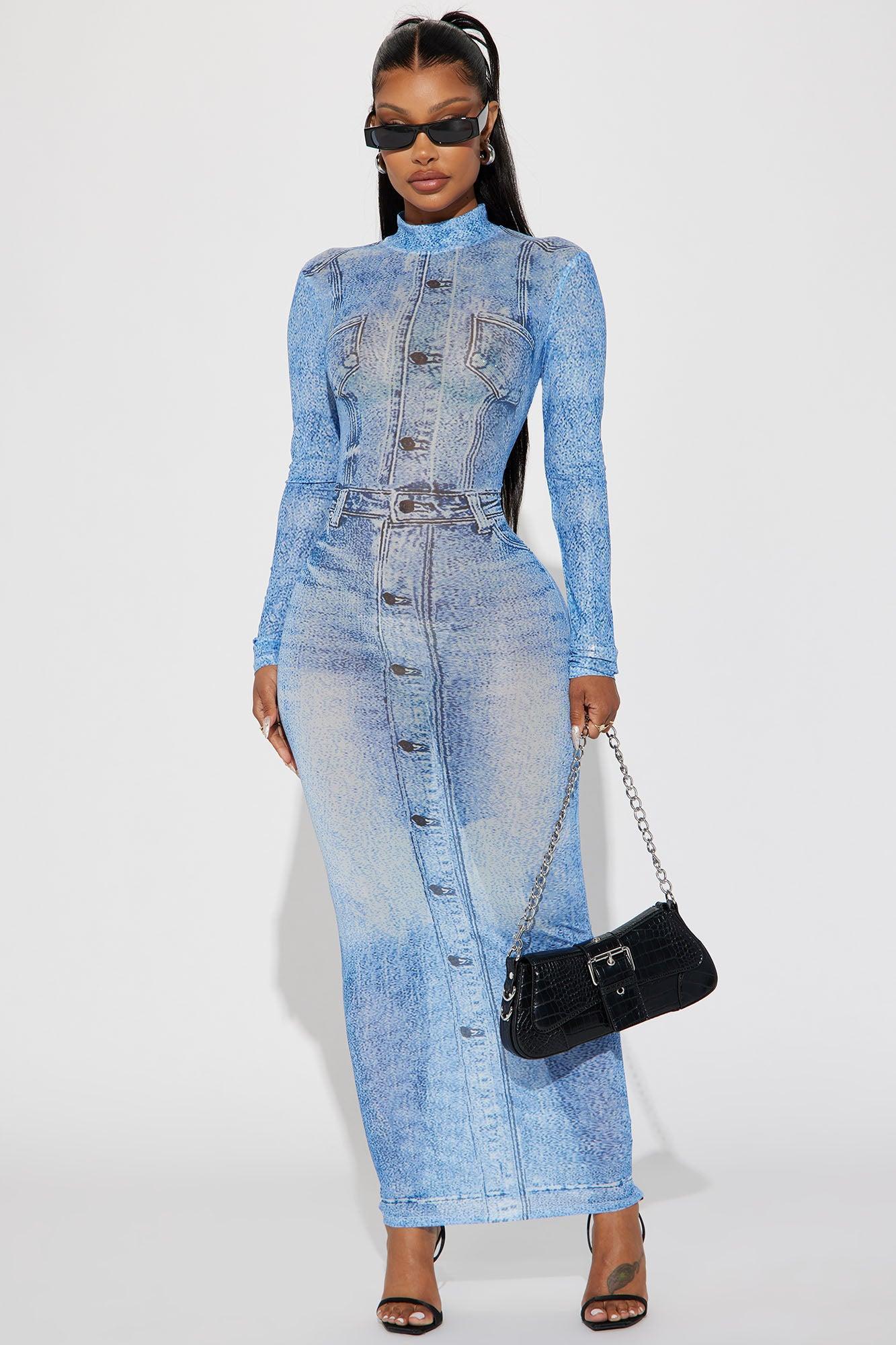 Bronx Mesh Maxi Dress - Blue Product Image