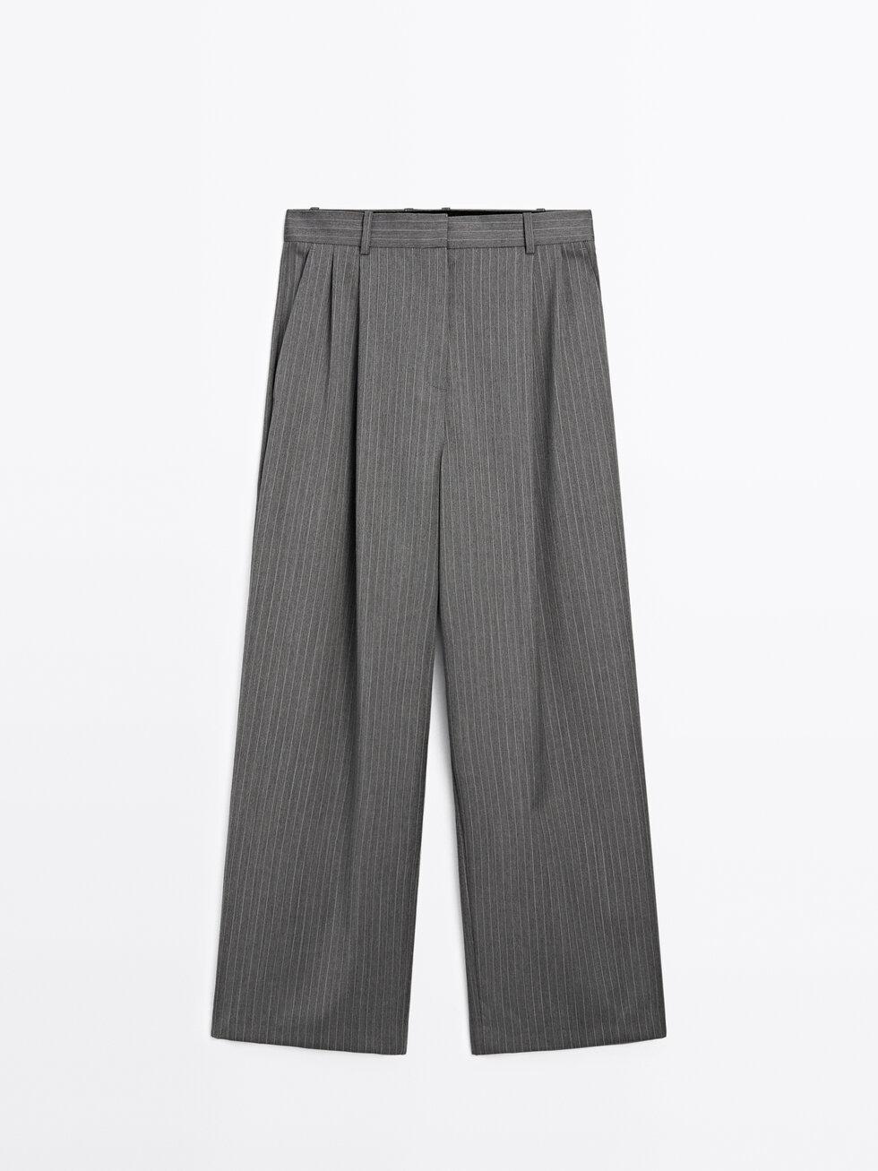 100% wool pinstripe trousers Product Image
