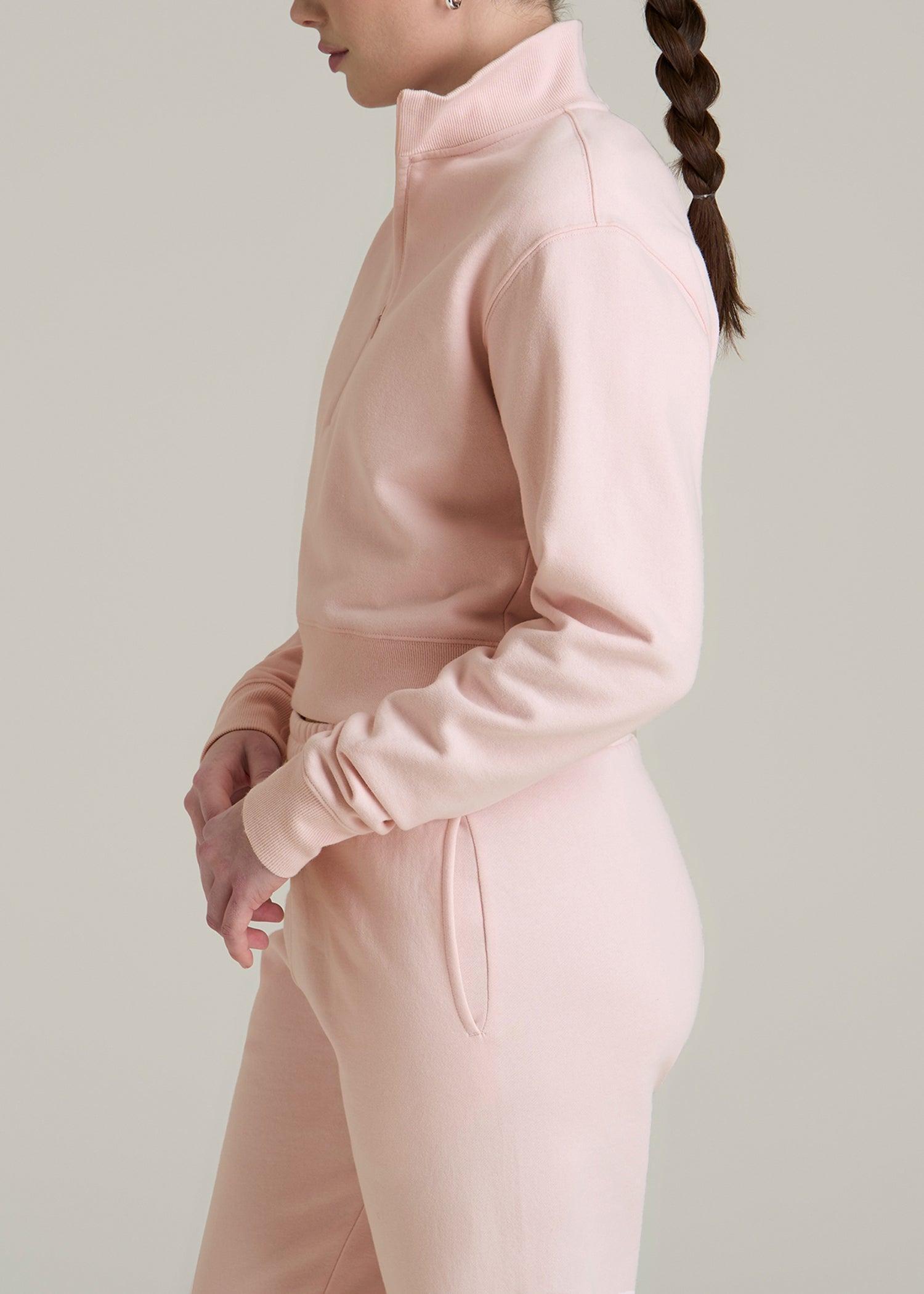 Wearever 2.0 Fleece Half-Zip Cropped Sweatshirt for Tall Women in Barely Pink Product Image