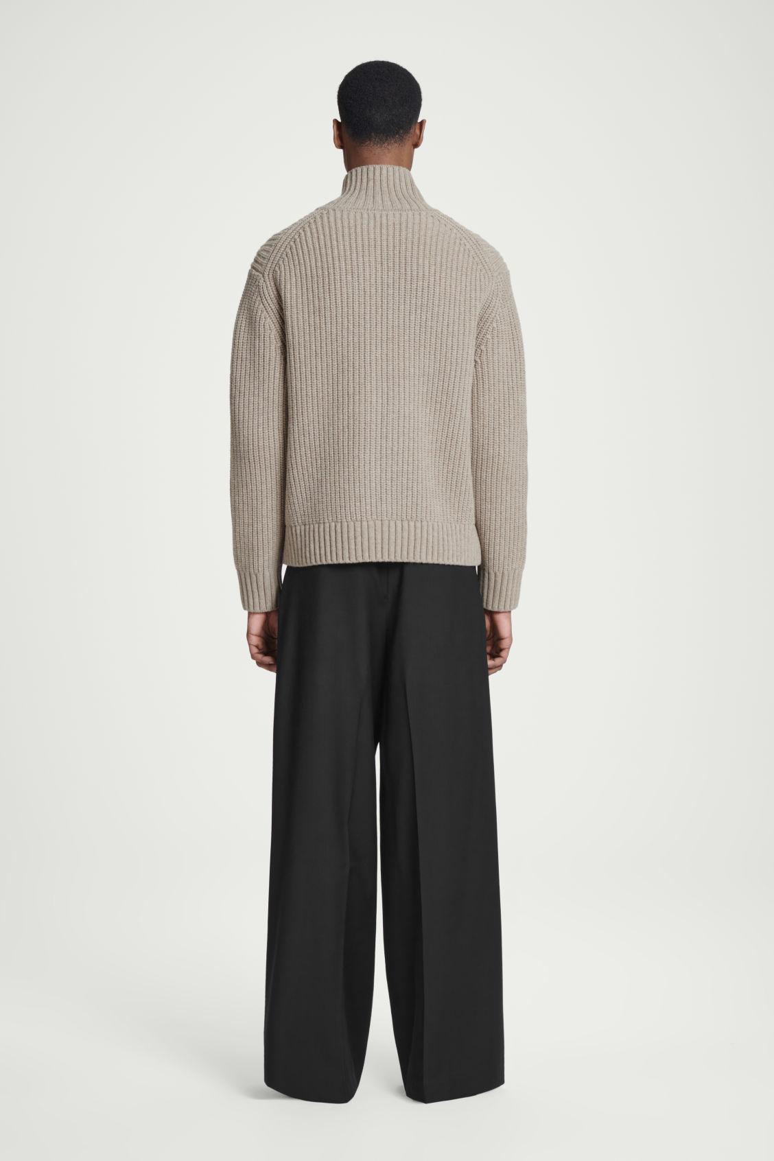 FUNNEL-NECK KNITTED WOOL JACKET Product Image