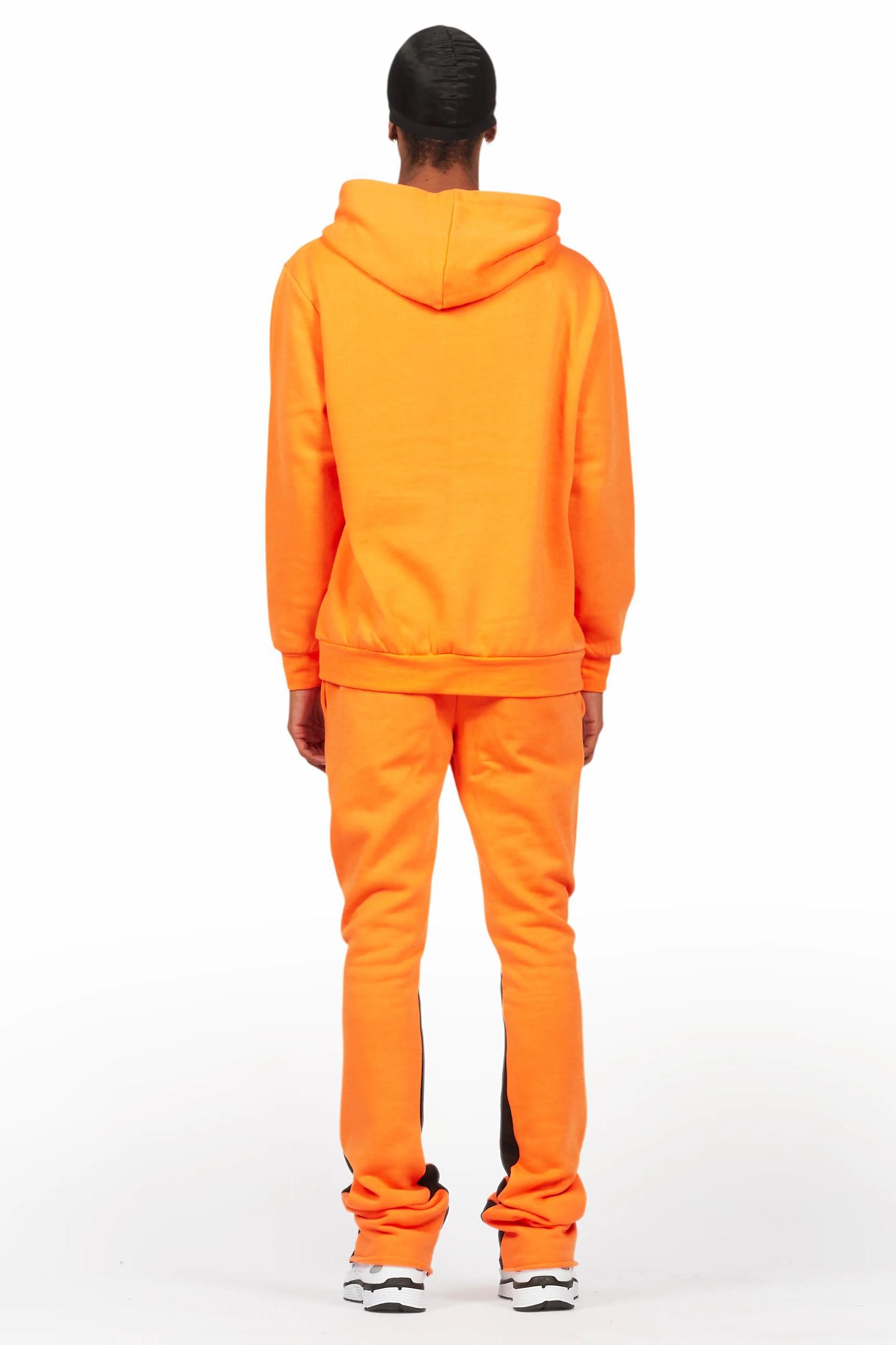 Basic Orange Hoodie/Stacked Flare Track Set Male Product Image