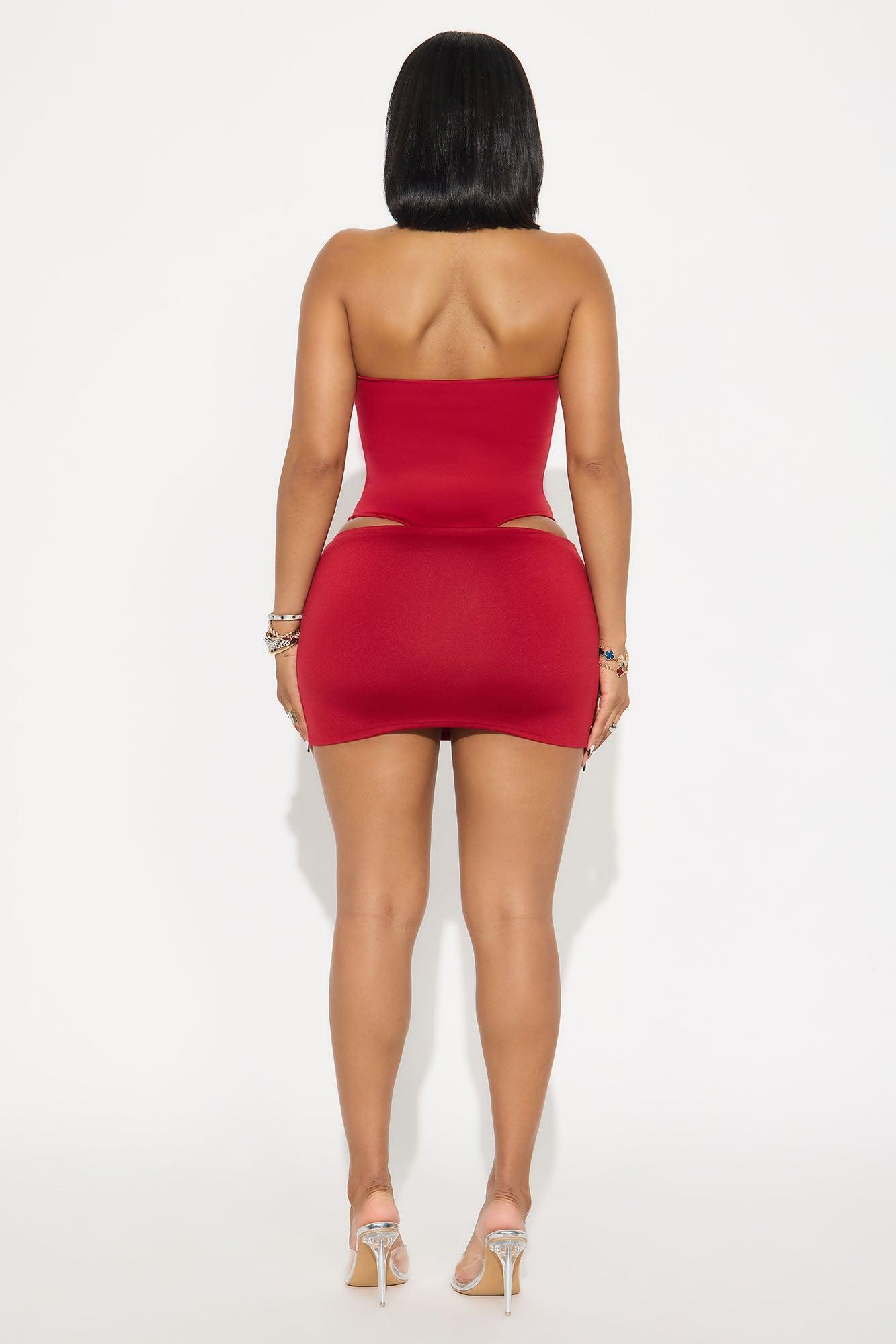 Contour Double Lined Mini Skirt - Red Female Product Image