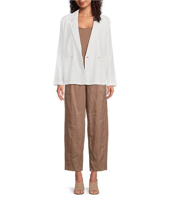 Eileen Fisher Petite Organic Linen Elastic Waist Pleated Lantern Ankle Pants Product Image