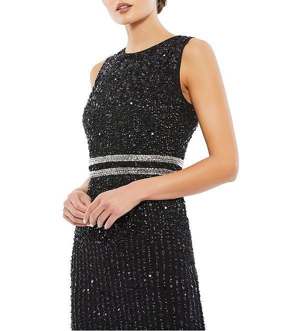 Mac Duggal Sleeveless Sequined Chiffon Midi Dress Product Image