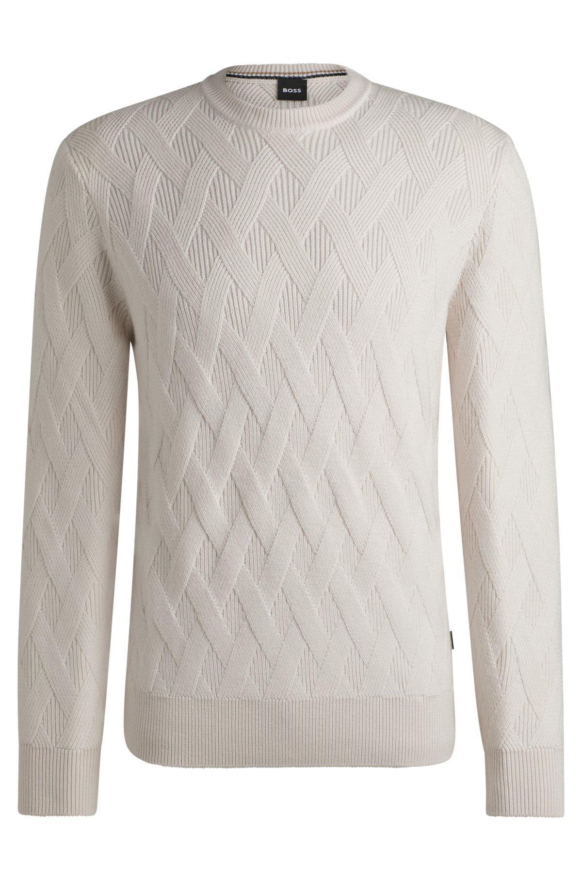 Wool regular-fit sweater with knitted structure Product Image