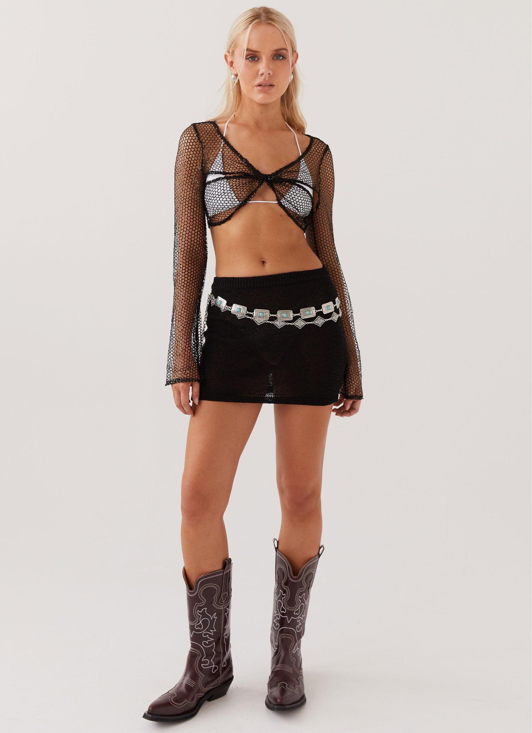 Lori Sequin Long Sleeve Top - Black Product Image