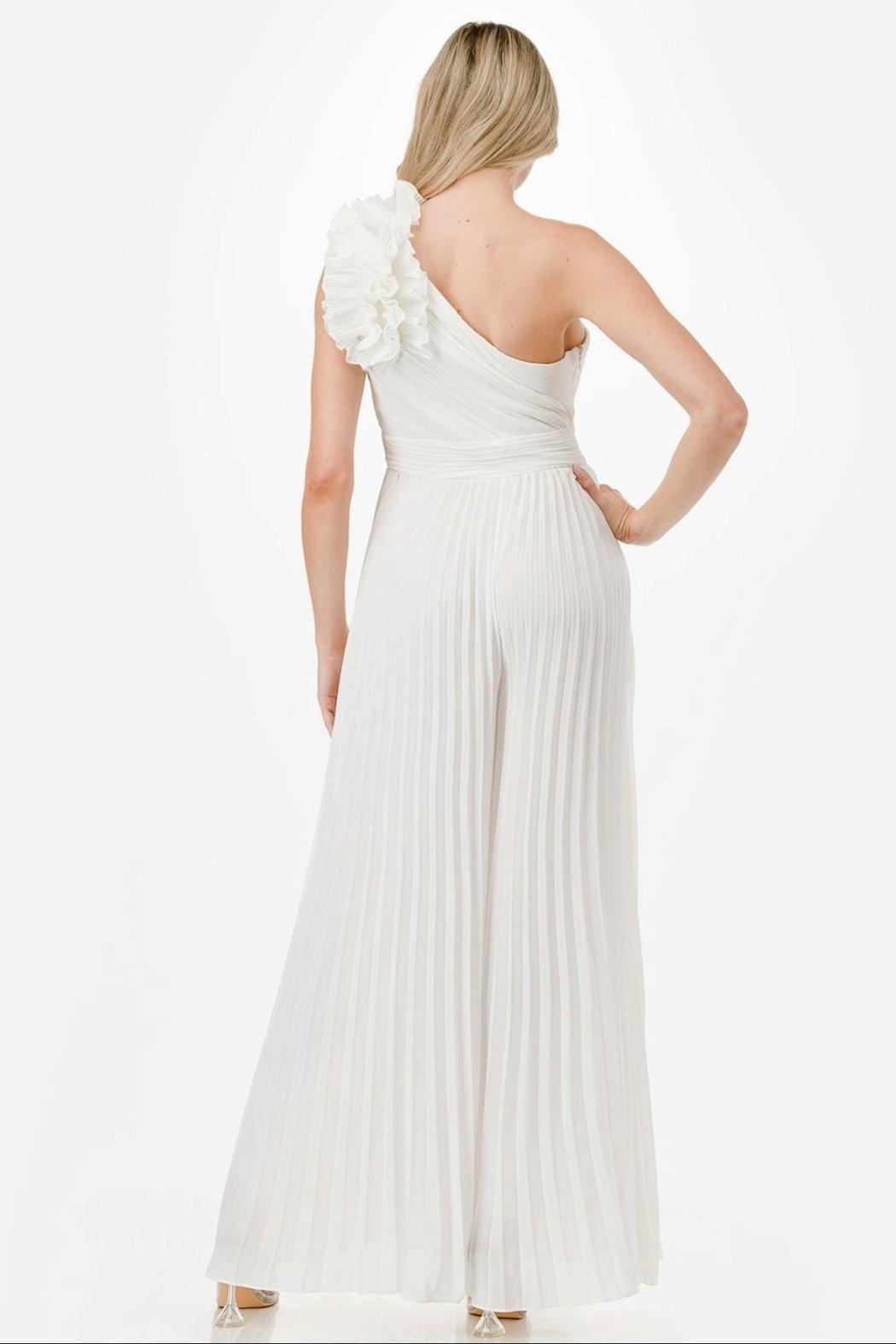 One-Shoulder Pleated Jumpsuit Product Image