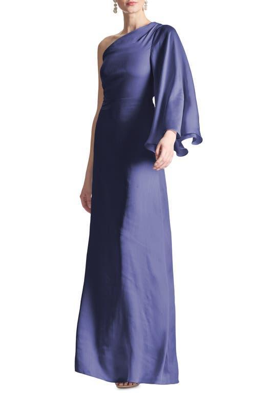 Womens Keely Satin One-Shoulder A-Line Gown Product Image