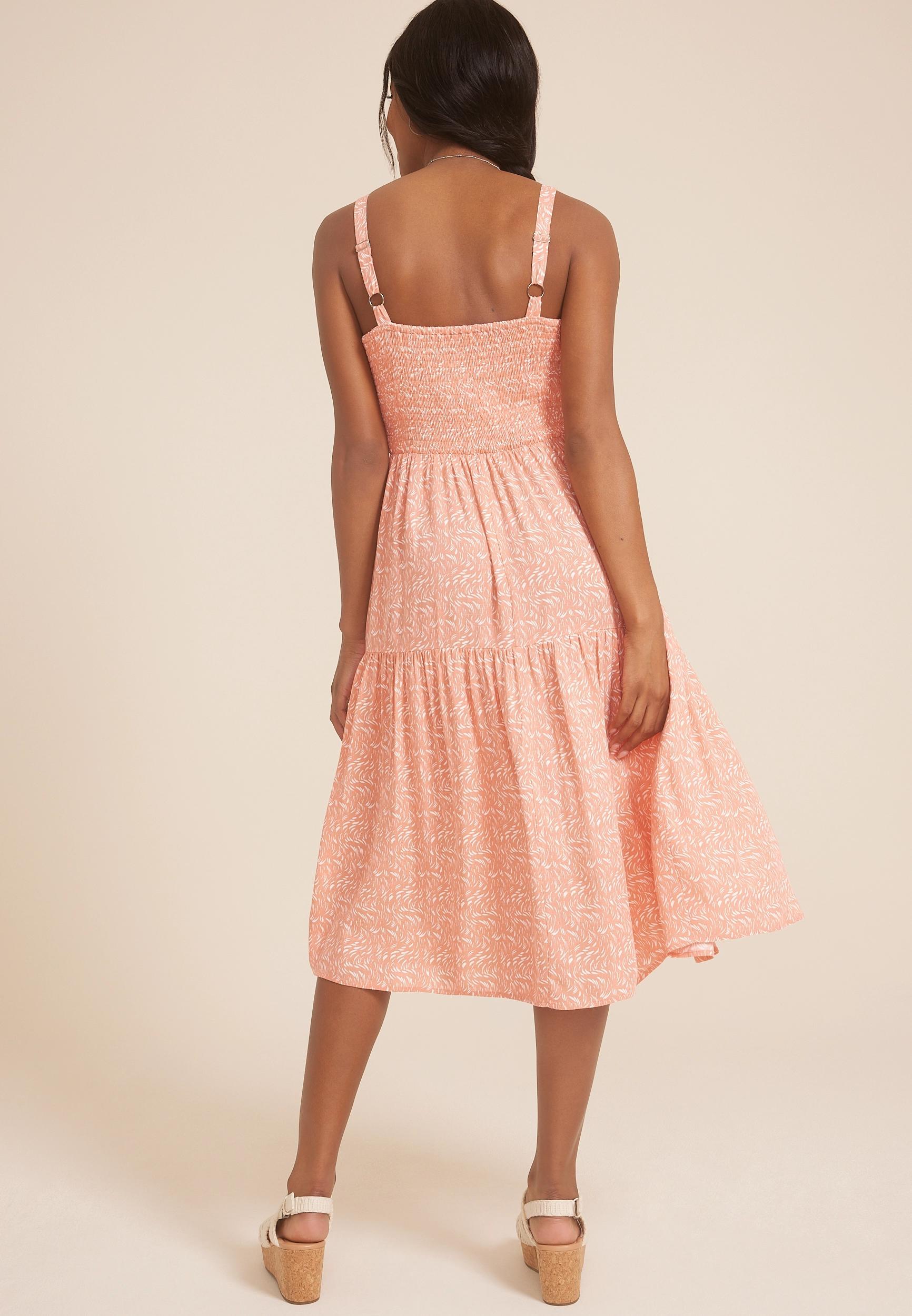 Bare Printed Tiered Midi Dress Product Image