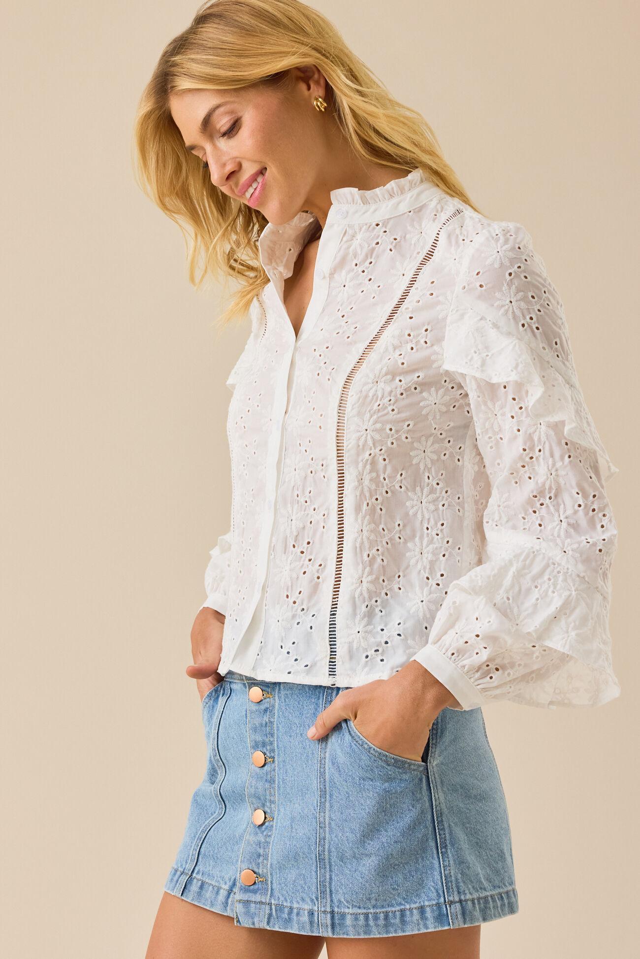 Serena Eyelet Button Up Top Product Image