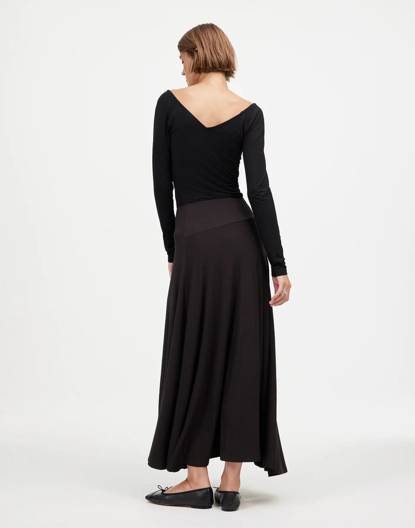 Jersey Asymmetric-Seam Midi Skirt Product Image