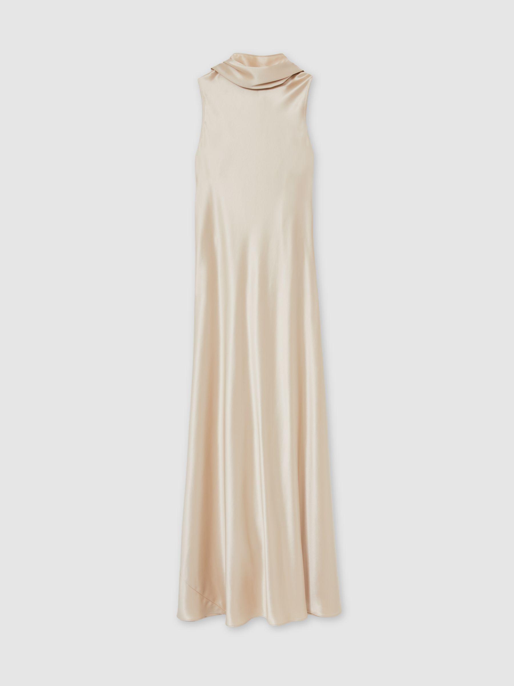 Satin Cape Maxi Dress in Champagne Product Image