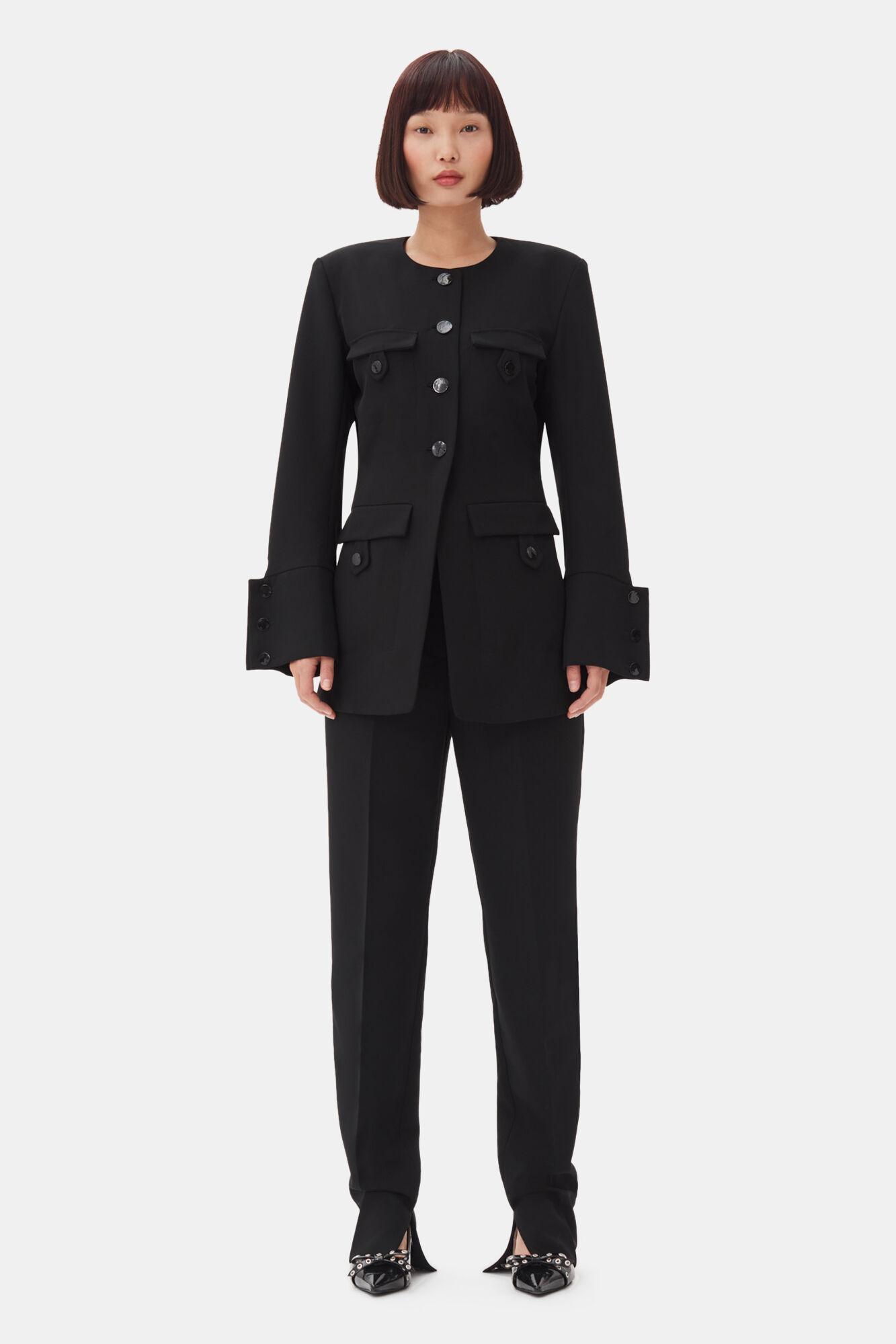 Black Suiting Fitted Blazer Product Image