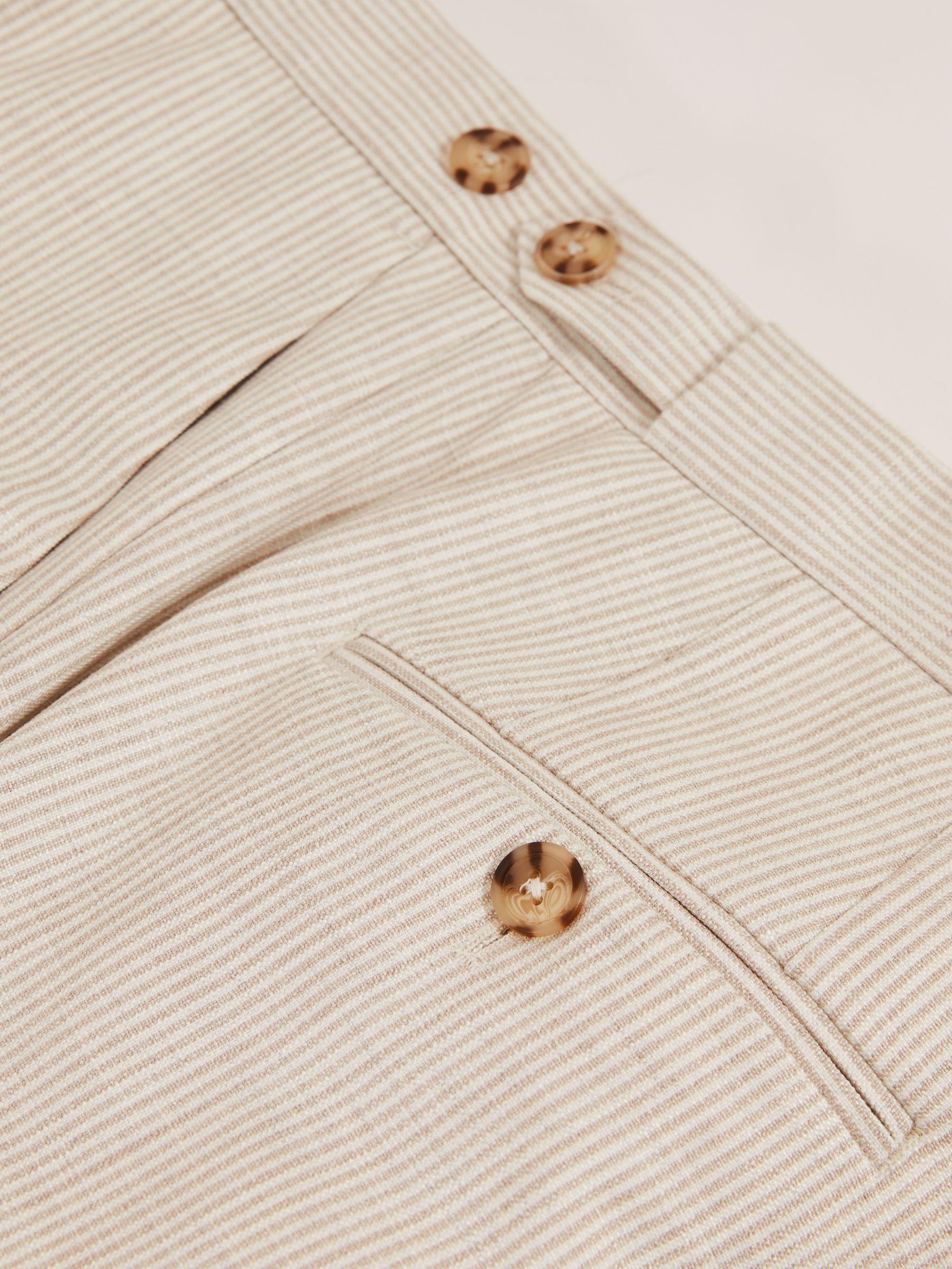 Slim Fit Linen Single Breasted Check Suit Blazer in Oatmeal Product Image