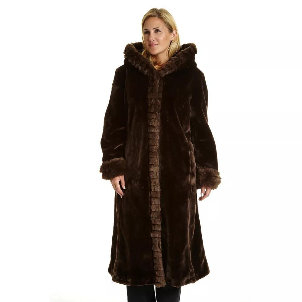 Plus Size Excelled Hooded Faux-Fur Walker Jacket, Women's, Size: 2XL, Brown Product Image
