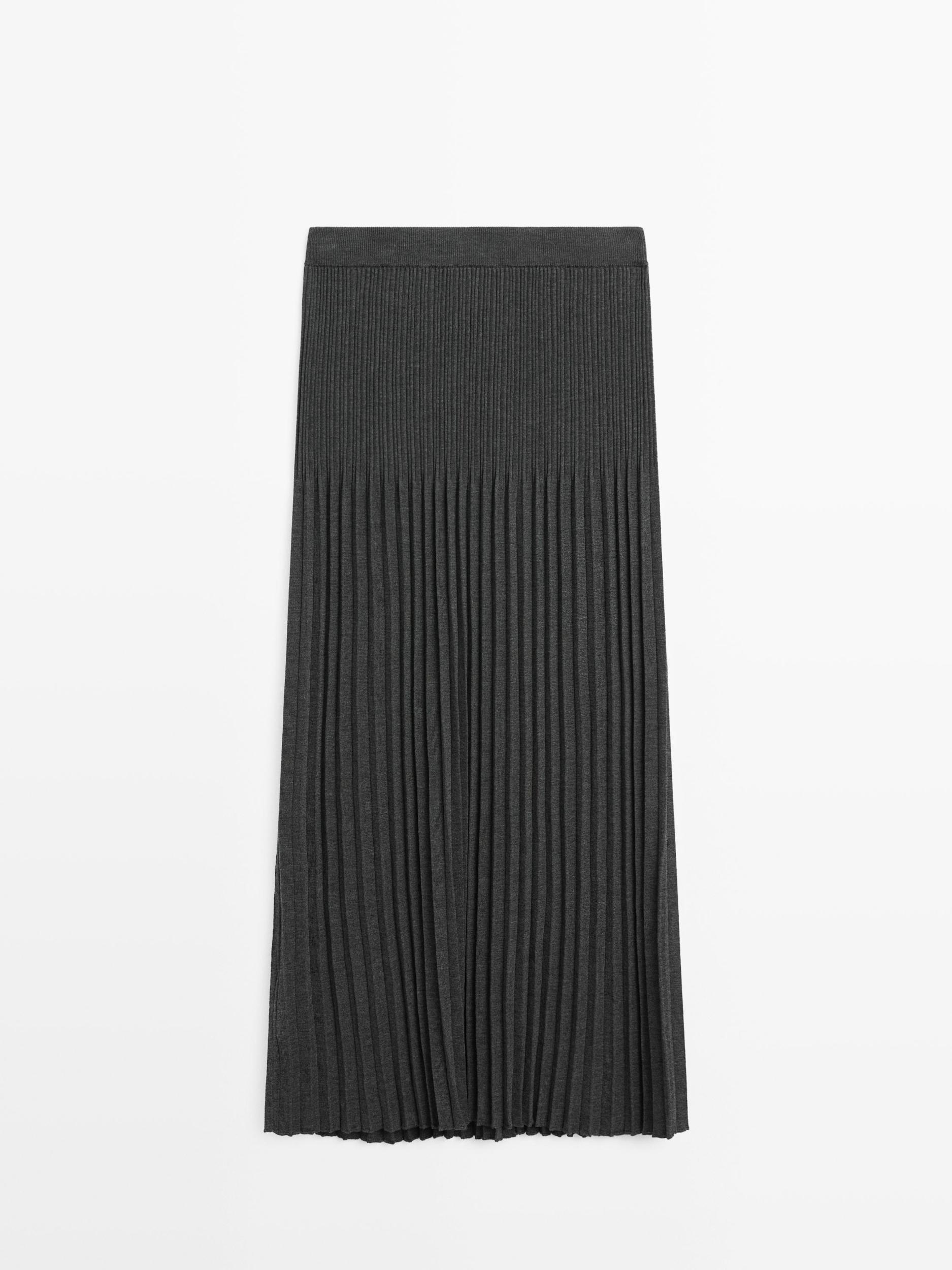 Pleated knit midi skirt Product Image