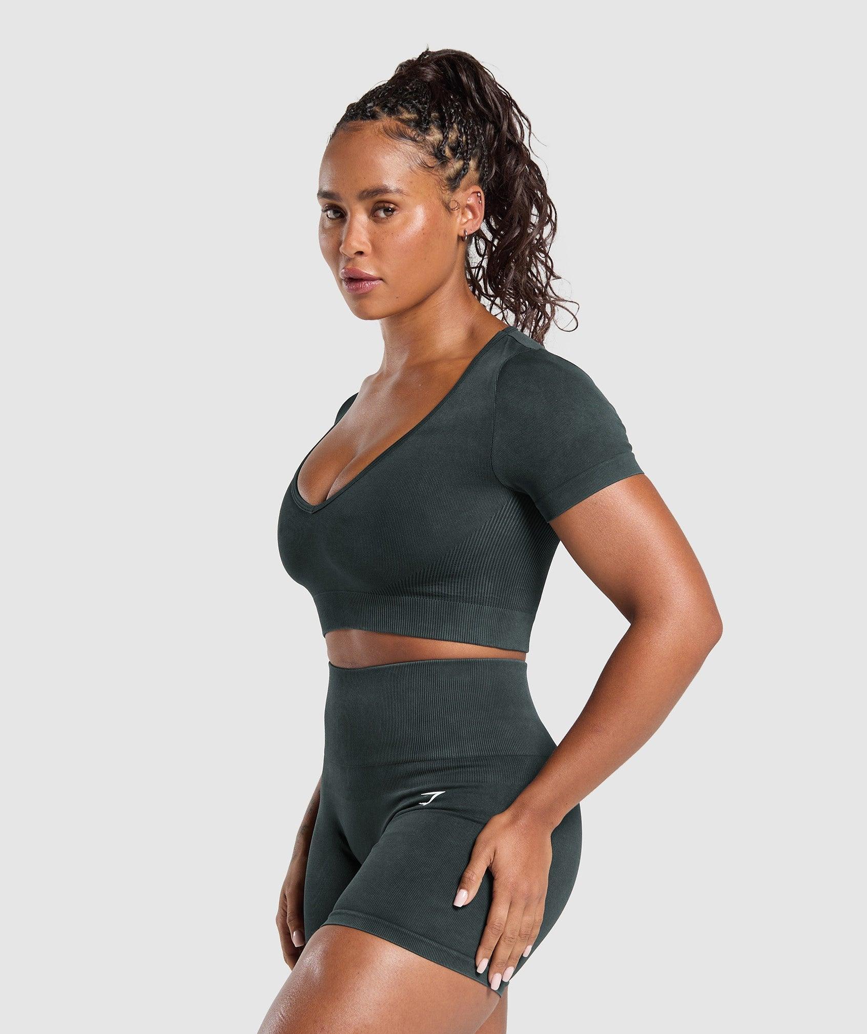 Gymshark Gains Seamless Washed Crop Top - Black Female Product Image