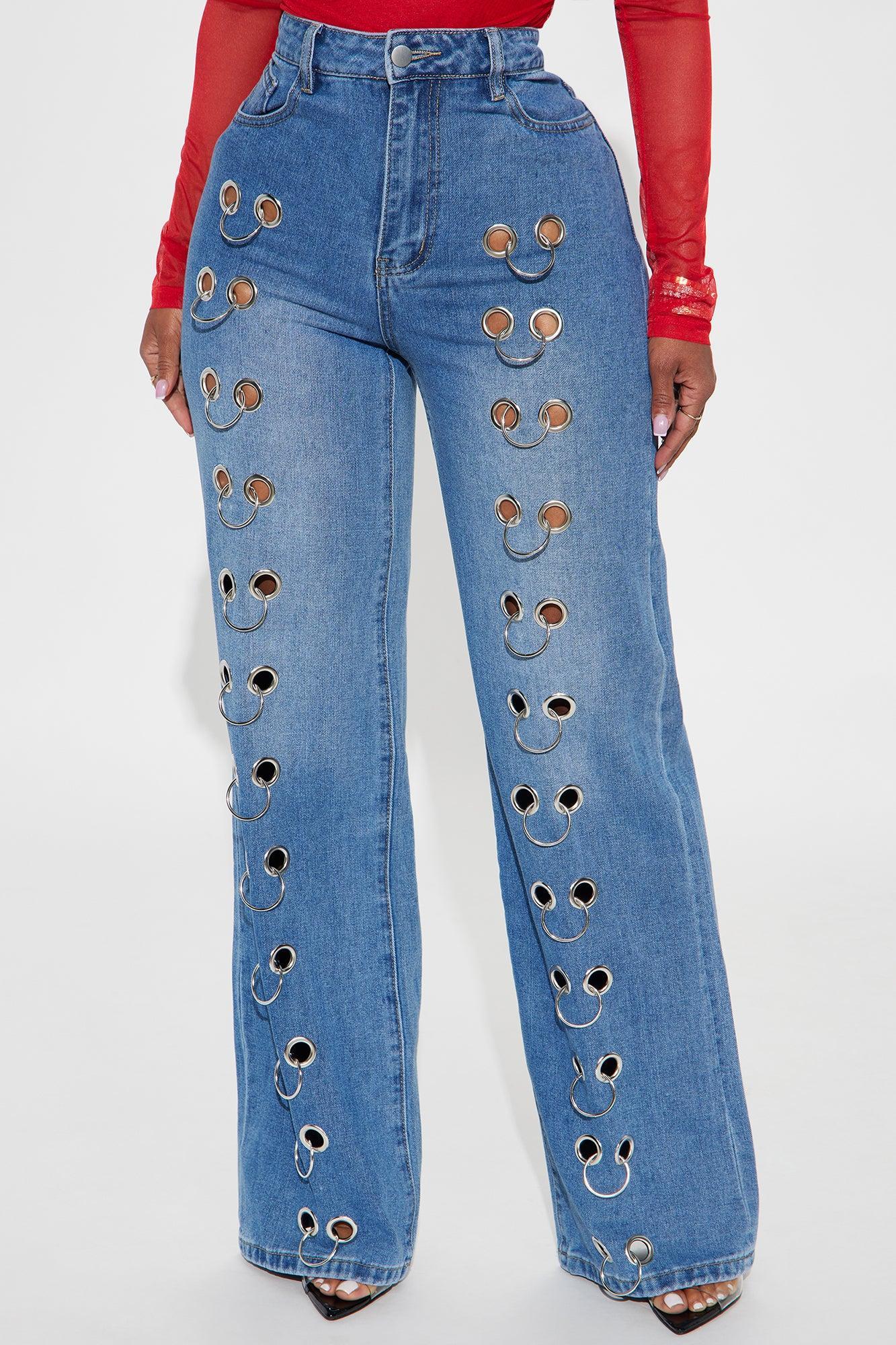 Handle The Heat Hardware Straight Leg Jeans - Medium Wash Product Image