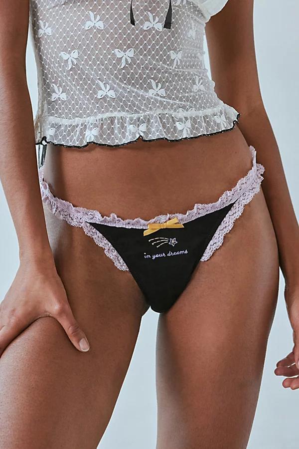 Out From Under Embroidered Diamonte Thong Womens at Urban Outfitters Product Image