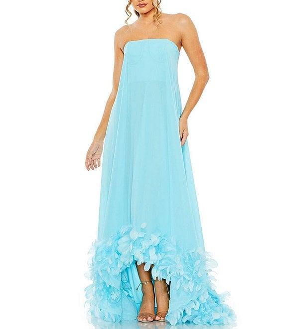 Mac Duggal Strapless Flare Feather Hem Gown Product Image